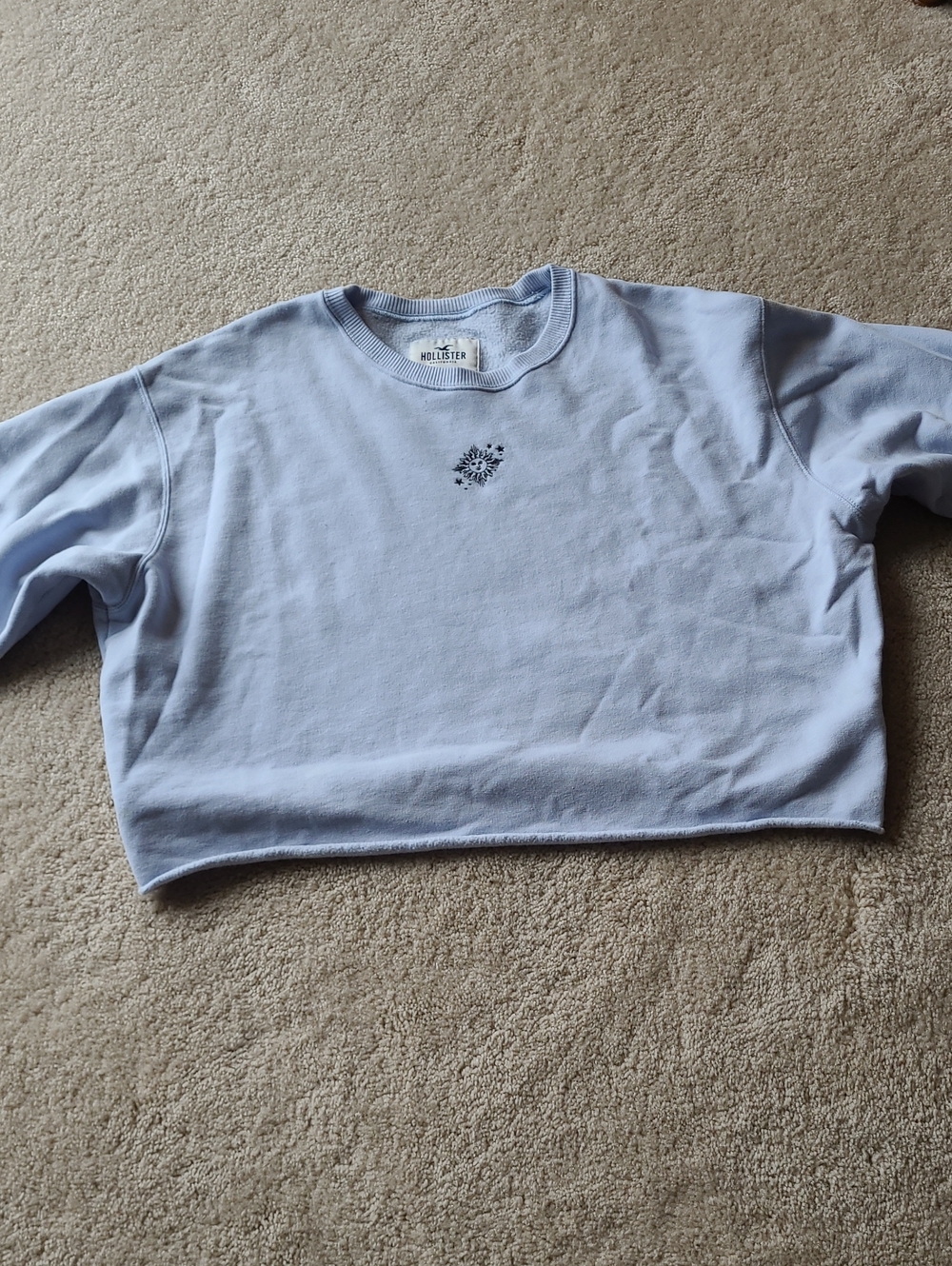 Hollister Light Blue Cropped Crewneck Sweatshirt